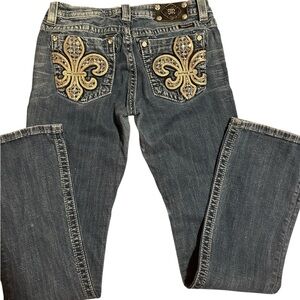 Miss Me Embellished gold bronze sequins boot jeans women’s size 29